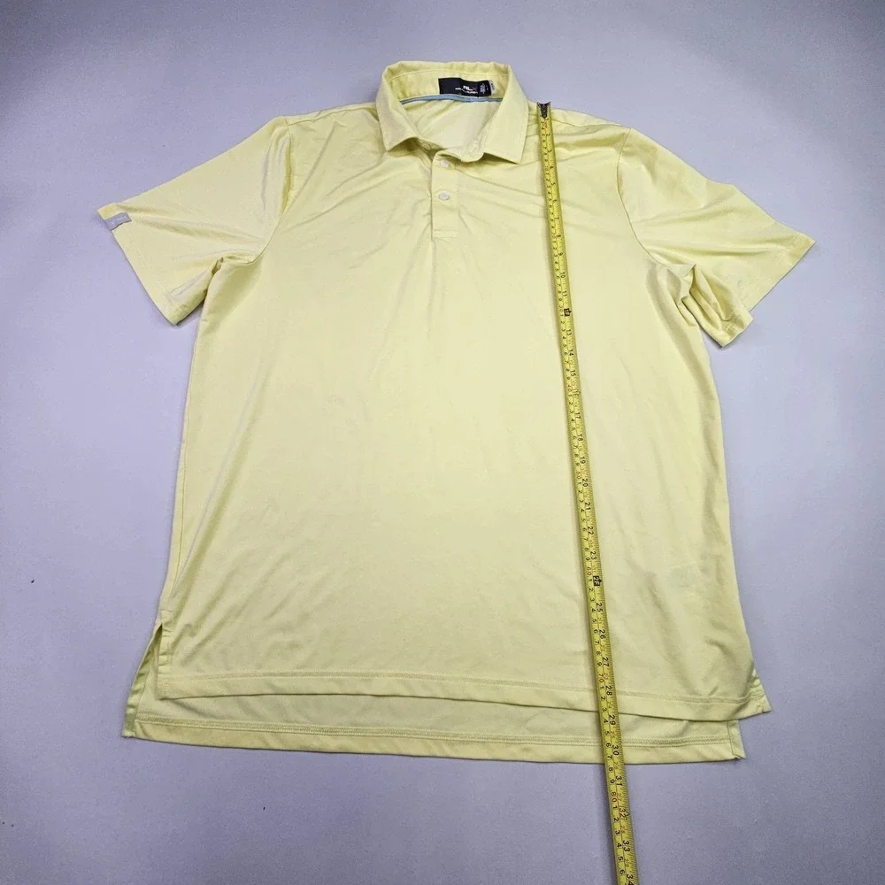 RLX Ralph Lauren Polo Shirt Men's Large Yellow Performance Golf Short Sleeve